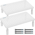 BONTEC Monitor Stand for Desk 2 Pack, 3-Level Height Adjustable, White | 14.5 x 9.1 in Ergonomic Metal Computer Stand with Pen Holder & Cable Management for Printer, Laptop and Office Workstation