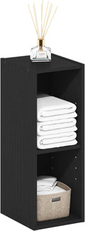 Furinno Fulda Book Shelf, 2-Tier Narrow Bookshelf, Bookcase with 8-in Width Storage Shelf, 9.3 x 7.9 x 21.2, for Living Room, Bedroom, Home Office, Blackwood
