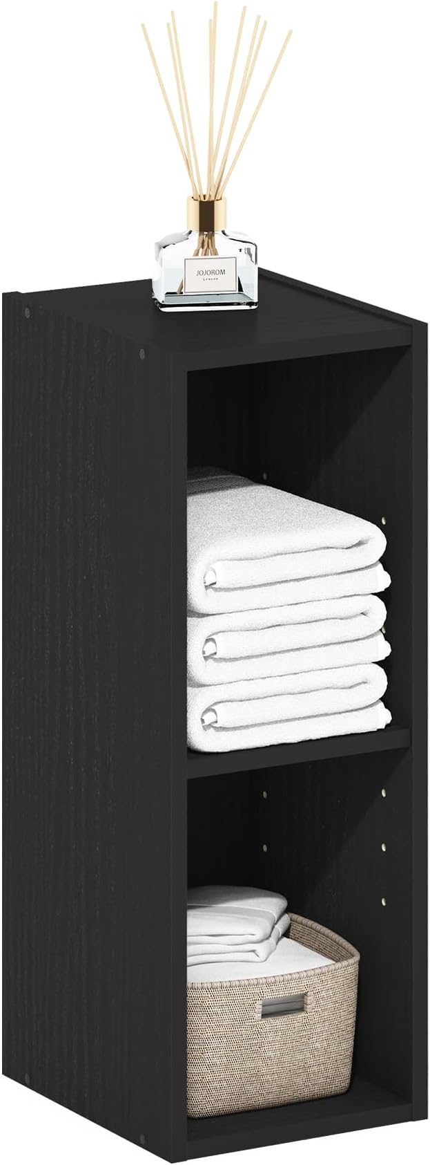 Furinno Fulda Book Shelf, 2-Tier Narrow Bookshelf, Bookcase with 8-in Width Storage Shelf, 9.3 x 7.9 x 21.2, for Living Room, Bedroom, Home Office, Blackwood