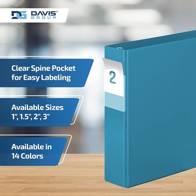 Premium Economy 3-Ring Binder, Spine Label, 2" D Rings, 6 Pack | Heavy-duty binder, fits 8.5" x 11" paper, turquoise, customizable spine, made in Canada, ideal for school or office use