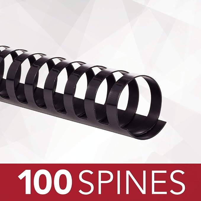 GBC Binding Spines / Spirals / Coils, 1" Diameter, 225 Sheet Capacity, CombBind, Black, 100 Pack (4000118)