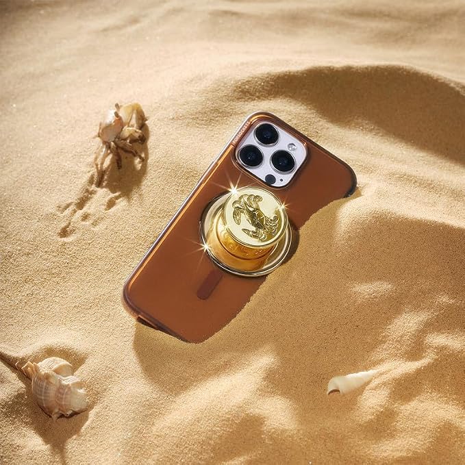 PopSockets Phone Grip for MagSafe, Magnetic Holder- Enamel Dungeness | Removable, For Kindle / Android / iPhone, With Magnet, Gold, Enamel, Designs