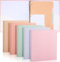 Ctosree 5 Sets 1 Inch Heavy Duty 3 Ring Binder with 2 Pockets with 5 Tab Dividers 8.5 x 11 Inch Plastic Film and File Folder Labels for Letter Size Paper Office Home Supplies(Lovely Color)