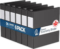 Premium Economy 3-Ring Binder, Spine Label, 2" D Rings, 6 Pack | Heavy-duty binder, fits 8.5" x 11" paper, black, customizable spine, made in Canada, ideal for school or office use