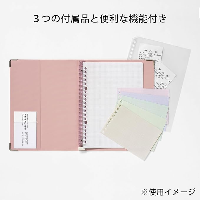 Maruman YOUANCE 20-Ring Binder, Holds 70 Sheets, A5 5.83"x8.27", Mint Green | Durable Vinyl Cover, Storage Pocket, Includes 10 3mm Graph Paper Sheets & Clear Sheet Protector, Made in Japan
