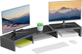 Dual Monitor Stand Riser | Monitor Stand for Desk, Metal Computer Stand, Desk Shelf Riser,Desktop Organizer for Home and Office Use (Black)