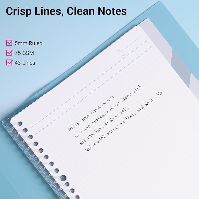 KOKUYO Refillable Spiral Notebook with Dividers & Tabs, B5 Hardcover 5 Subject Notebook Binder for Work, 100 Sheets, 5mm Ruled, Campus Refillable Business Binder for Study & Office Note Taking, Black