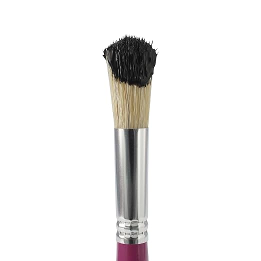 School Smart Stubby Ox Hair Paint Brushes for School and Arts and Crafts Use, Assorted Colors and Sizes, Bulk Set of 36