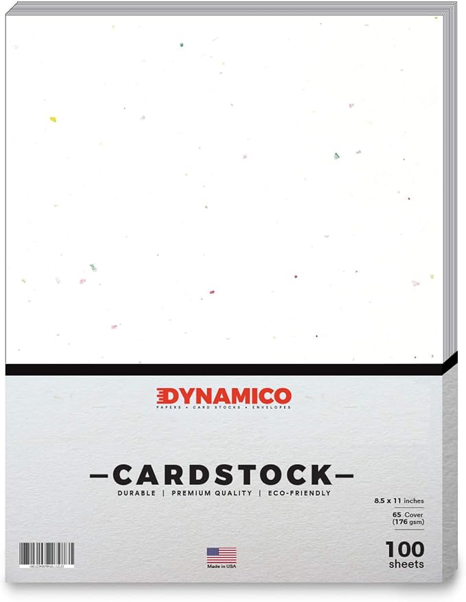 Speckled White Cardstock Paper – 8 1/2 x 11" Medium weight 65 LB (175 gsm) Cover Card Stock - for Cards, Invitations, Brochure, Award, and Stationery Printing - 100 Sheets Per Pack