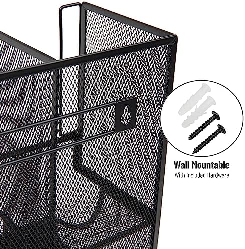 Mind Reader Multipurpose Countertop Organizer, Office Breakrooms, Cup and Condiment Station, Metal Mesh, Black