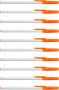DISCOUNT PROMOS Value Stick Pens Set of 10, Bulk Pack - Black Ink, Great for Office, School, Business, Tradeshows, Events - Orange