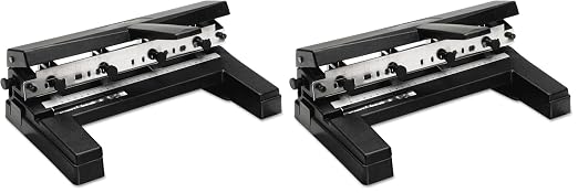 Swingline 3 Punch Heavy Duty, 40 Sheet Capacity Three Hole Puncher 3 Ring, Adjustable 2-4 Hole Paper Punch, Black (74450) (Pack of 2)