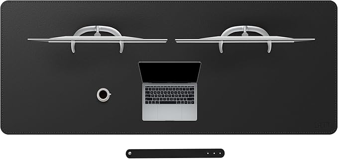 Cacoy 66.9'' x 27.5'' Leather Desk Pad Blotter Protector, Large Gaming Keyboard Mouse Pad, Faux Leather Desk Mat for Desktop and Laptop, Waterproof XXXL Extended Desktop Keyboard Mouse Mat, Black