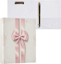 Bow Ribbon Pastel Color Round Ring Binders 1.5 Inch Bowknot Black Doodle Pattern 3 Ring Clipboard Binder for Office School Work Supplies File Folder Document 200 Sheet Capacity Easy Open