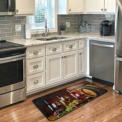 Red Wine Winery Barrels Kitchen Rug Floor Comfort Mats Bath Rugs Entryway Welcome Non Slip Area Rug for Bedroom Living Room Doormats Home Decor 39" X 20"