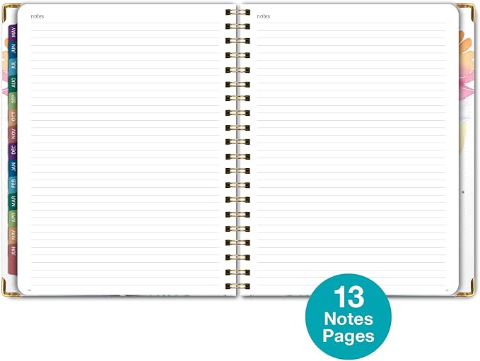 HARDCOVER Academic Year 2026-2027 Planner: 14 Months (May 2026 Through June 2027) 8.5"x 11" Daily Weekly Monthly Planner Yearly Agenda. Bookmark, Pocket Folder and Sticky Note Set (Rainbow Floral)