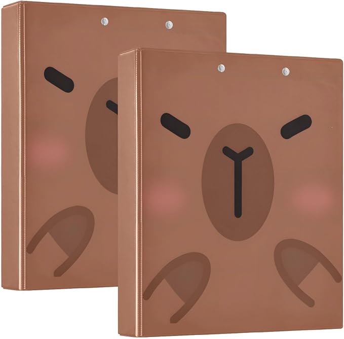 JIPONI 3 Ring Binder Capybara Face 1 Inch Round Binders for Men Women Students, Cute File Organizer for Office Home School