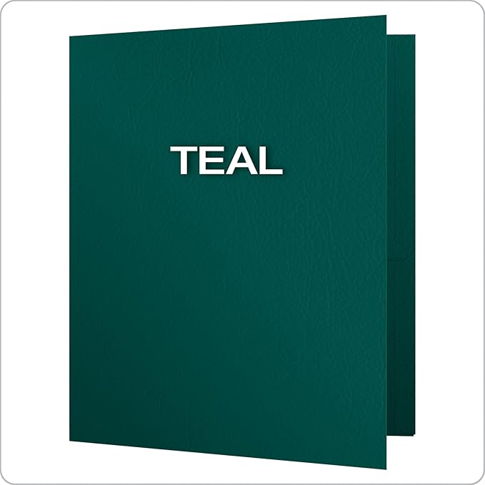 Oxford Twin-Pocket Folders, Textured Paper, Letter Size, Teal, Holds 100 Sheets, Box of 25 (57555)