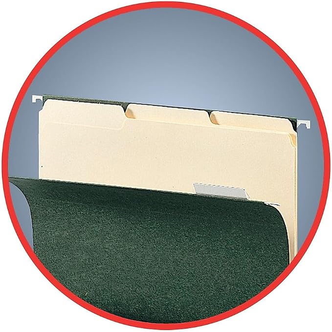 Smead Interior File Folder, 1/3-Cut Tab, Letter Size, Manila, 100 per Box, Expandable File Folders for Filing Cabinet
