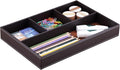 Pu Leather Desk Organizer Tray, 4 Compartment Office Storage Supplies Stationery Drawer Tray, Nightstand Bedside Tray for Key, Wallet, Watch, Coin, Phone Valet Tray Stackable