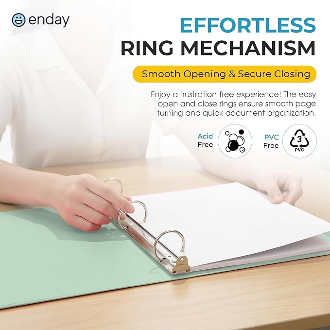 Enday 1 inch Binder 3 Ring Binder (6 Pack - Assorted Colors) O-Ring Binder with Clear View Cover and 2 Inside Pocket - for Letter Size 8.5 x 11'' Paper, Ideal for School Supplies, Office, and Home