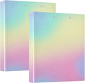 KLL 3 Ringed Notebook Binders 1.5 Inch Notebook Binders with Interior Pockets Pack of 1/2 School Binders 200 Sheets Rainbow Gradient