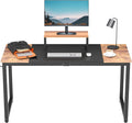 PayLessHere Computer Desk with Monitor Riser Writing Large Table Home Office Hook Modern Student Study Desk with Stable Structure, Nature