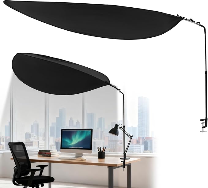 Office Cubicle Desk Shade，Portable Cubicle Light Shield and Office Shade to Block Overhead Light，Adjustable Desk Shade for Cubicle to Block Light & Reduce Glare – Essential Office Accessories（Black）