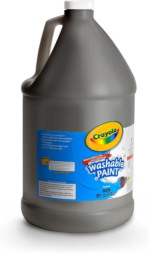 Crayola Washable Paint For Kids - Black (1 Gallon), Kids Arts And Crafts Supplies, Non Toxic, Bulk | Non Toxic, Bulk, Arts and Craft Supply