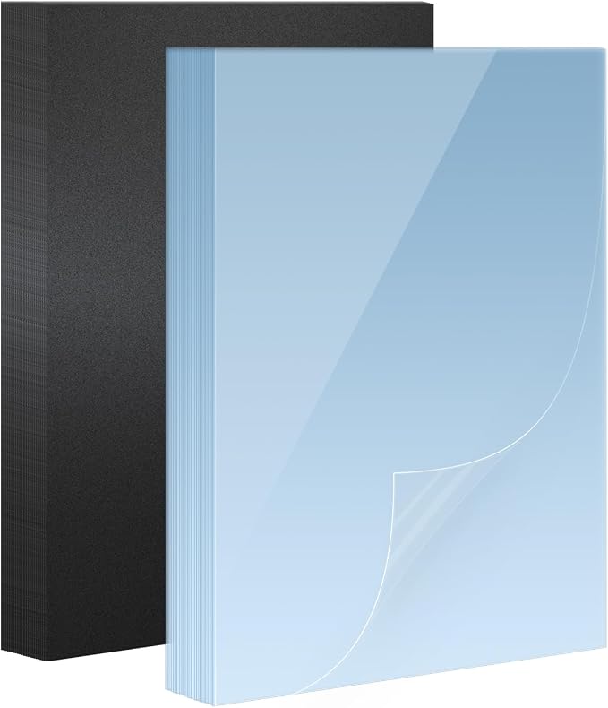 HOUYEE 100 Pack Binding Covers and Backs Set, 8.5x11 Inches, Letter Size | Including 50Pcs 12 Mil Clear Binding Covers, 50Pcs 16 Mil Black Plastic Sand Texture Back Polycovers, Office School Supplies
