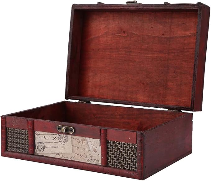 Vintage Keepsake Box, cigar boxes empty Antique Decoration Displays Crafts Wooden Photo Storage for Home Office Hand-Made Treasure Decorative Old-Fashioned