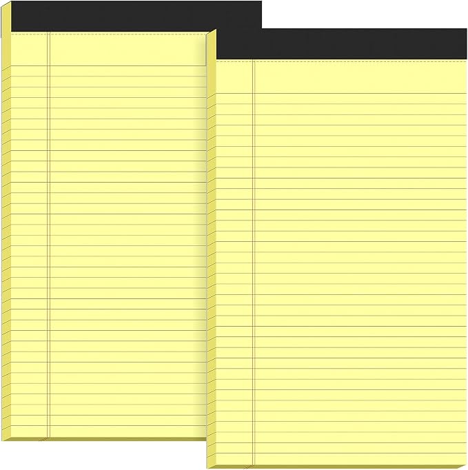Zaviko Legal Pads 8.5 x 14, Wide Ruled Legal Pad, Yellow Paper 8.5 x 14