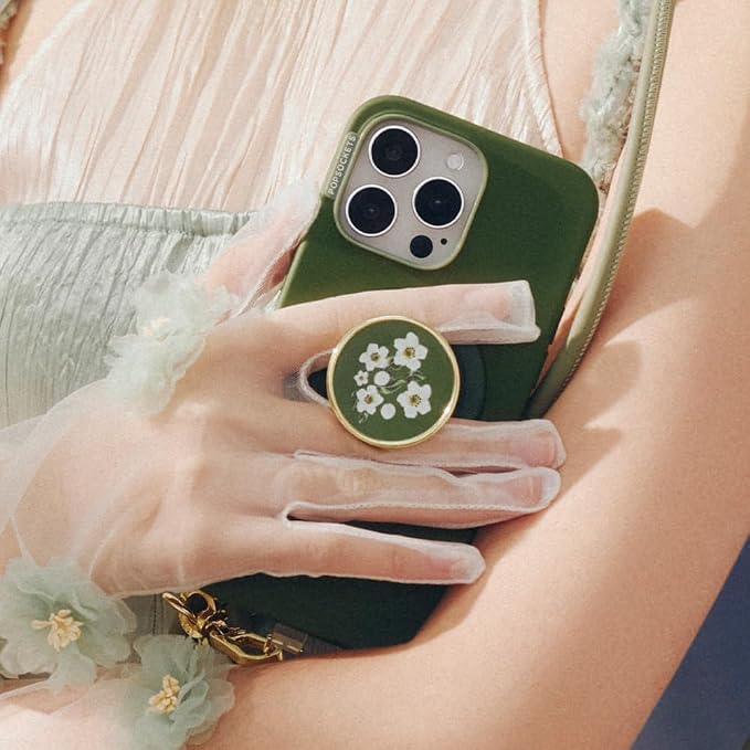 PopSockets iPhone 15 Pro Phone Case with MagSafe- Olive | Magnetic, Wireless Charging, Camera & Drop Protection, Green, Teal, Turquoise, iPad, Removable, Popper