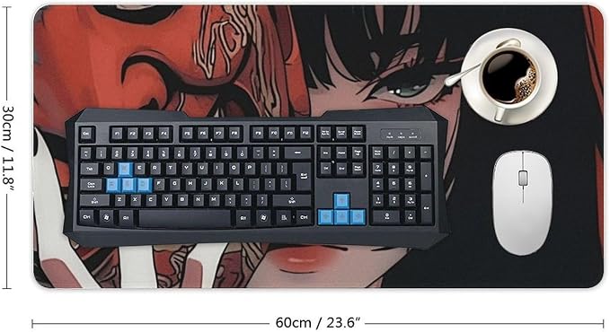Aesthetic Japanese Anime Girl Samurai Woman Mouse Pad Gaming Large Non-Slip Rubber Desk Mat Keyboard Computer Pad for Home Office 30x60cm