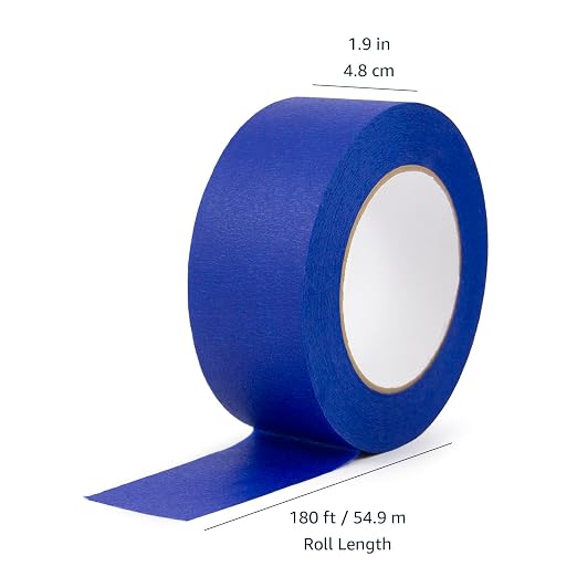 Amazon Basics Blue Painters Tape, Protects Surfaces, Removes Easily, No Residue, 1.88" x 60-Yard, 6 Rolls