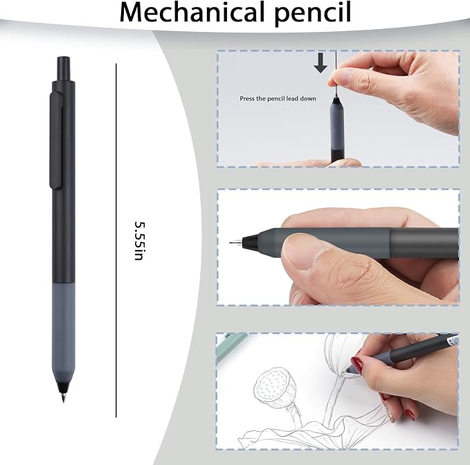 10Pcs Black Cute Cat Stationery Set Cat School Supplies | Kawaii Stationery Set with Pens, Pencil Sharpener, Highlighter, Eraser, Correction Tape and Ruler for Office and School Use