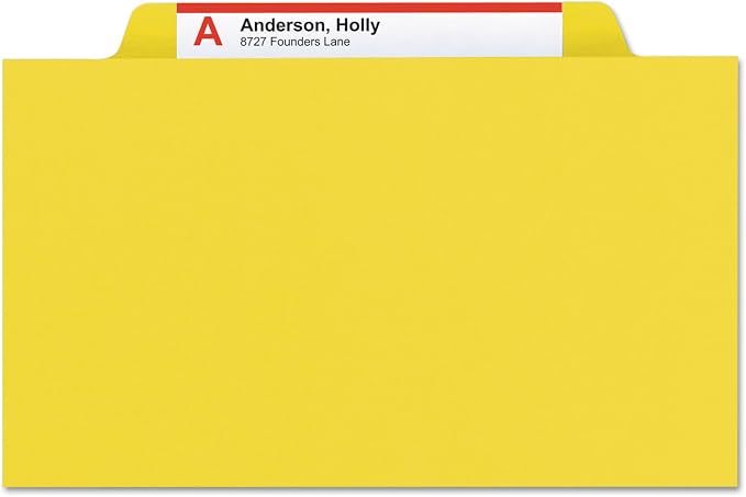 Smead Pressboard Classification File Folder with SafeSHIELD® Fasteners, 3 Dividers, 3" Expansion, Letter Size, Yellow, 10 per Box (14098) (Pack of 1)