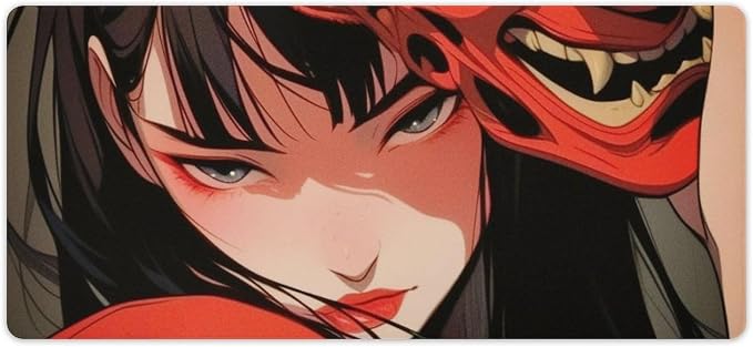 Large Mouse Pad Gaming Japanese Female Samurai Anime Girl Cool Desk Mat for Keyboard and Mouse Mat Non-Slip Rubber Desk Pad 40x90cm, Style
