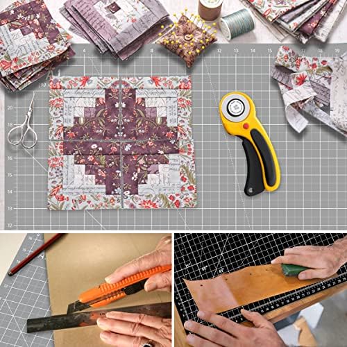 Headley Tools Thickened 24 x 36 Inch Self Healing Sewing Cutting Mat, A1 Rotary Cutting Sewing Mat for Crafts, Double Sided 5-Ply Table Cutting Board for Fabric Quilting Leather Hobby, Grey/Black