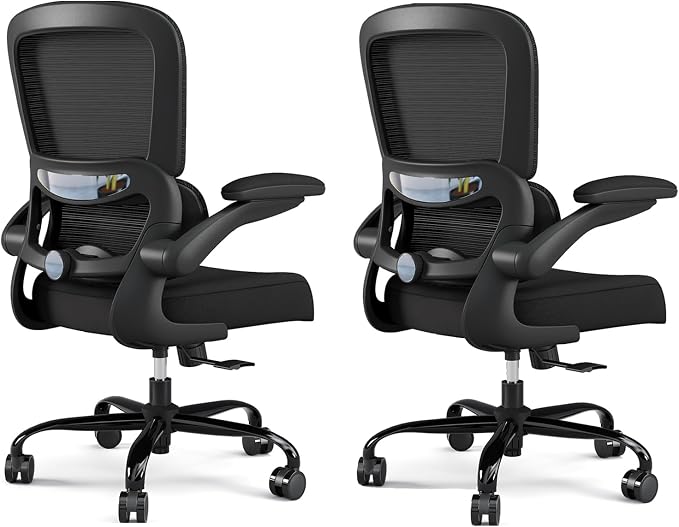 TRALT Office Chair - Ergonomic Desk Chair with Adjustable Lumbar Support, Mesh Computer Chair, Executive Chairs for Home Office Comfortable Lumbar Support Black Pack of 2