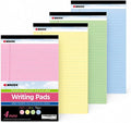 KAISA note pads Colored Legal Pad Writing Pads 8.5x11 inch, Wide Ruled, 40 Sheets/Pad, 20lb Colored Paper, Perforated Writing Pad with Sturdy Back (4 Pads), KSU-5972