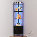 5-Tier Corner Shelf with LED Light,Black Corner Cabinet with Doors | 62.8”Tall Corner Bookshelf with Storage Rack for Bedroom,Living Room,Kitchen,Metal Frame,Wood Display Shelf,Easy to Assemble
