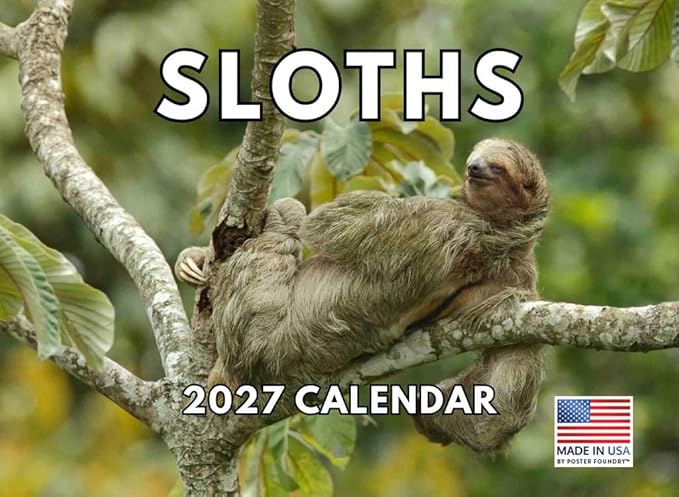 Sloth Calendar 2027 Monthly Wall Calender 12 Month