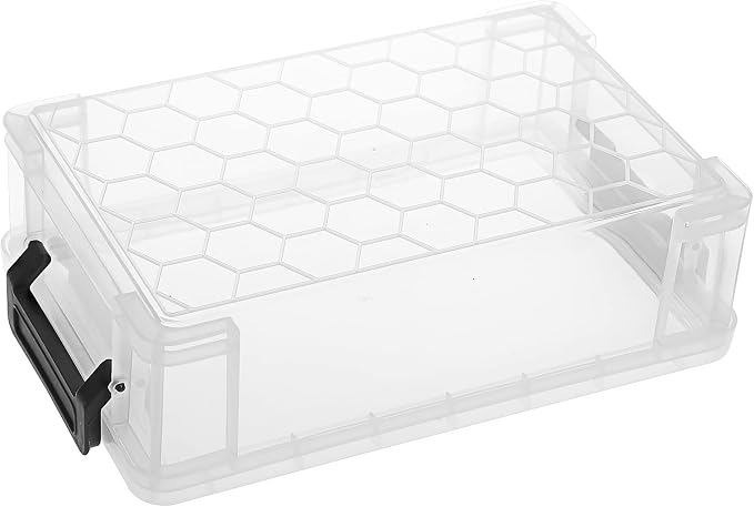 BTSKY 4 Pack Extra Large Plastic Pencil Box Stackable, Translucent, Black | Clear Pencil Caase Crayon Box Set Marker Organizer Art Supply Storage Organizer for Gel Pens Pencils Erasers Tape Markers etc