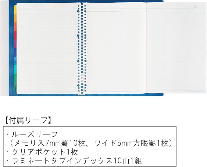 Maruman Session 30-Ring Binder, 5 Tab Dividers, A4, 8.27"x11.69", Blue | Flexible Translucent Cover, Holds Up To 90 Sheets, Erasable Tabs, Storage Pocket, For Loose-Leaf Organization, Made in Japan