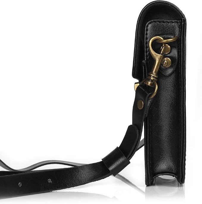Polaroid Custom Designed Vintage-Inspired Genuine Leather Case for Polaroid Socialmatic - Removable Shoulder Strap Included - Black