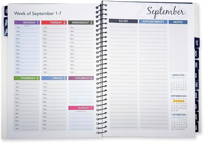 RE-FOCUS THE CREATIVE OFFICE, 2026-2027 Academic Calendar, Monthly and Weekly Views with Time Slots, To-Do List (Black)