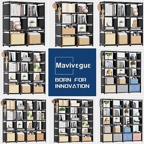 Mavivegue Book Shelf, 12 Cube Storage Organizer, DIY Bookcase