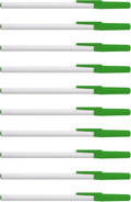 DISCOUNT PROMOS Value Stick Pens Set of 10, Bulk Pack - Black Ink, Great for Office, School, Business, Tradeshows, Events - Green
