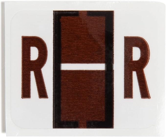 Smead BCCR Bar-Style Color-Coded Alphabetic Label, R, Label Roll, Brown, 500 Labels per Roll, (67088)